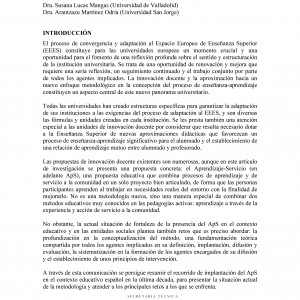 La implantación y difusión del Aprendizaje-Servicio en el contexto educativo español.